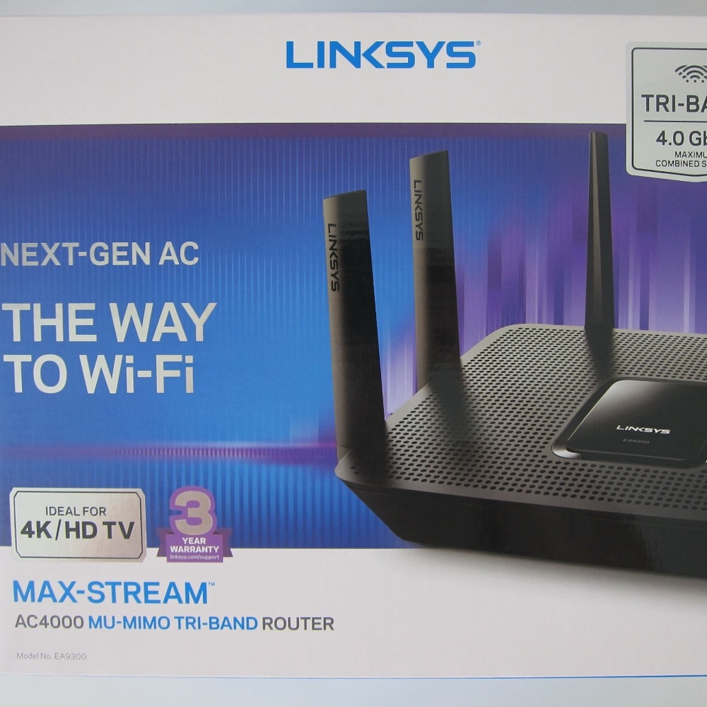 Linksys Max-Stream AC4000 Tri-Band MU-MIMO Wi-Fi Router (EA9300) –w/Original Box